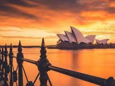 Romantic walk by Sydney Harbour